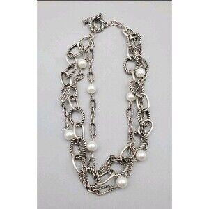 Premier Designs Faux Pearl & Chain Link 'Bellissimo' Necklace, Triple Strand